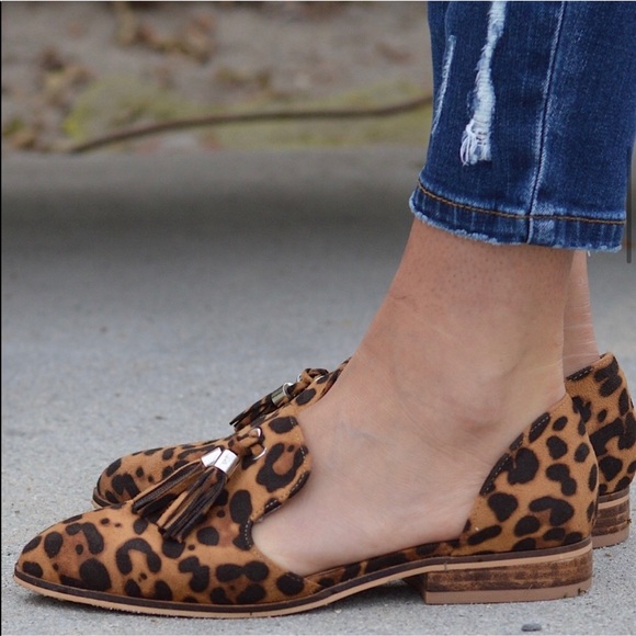 Vegan Suede Leopard Print Loafers - Picture 4 of 6